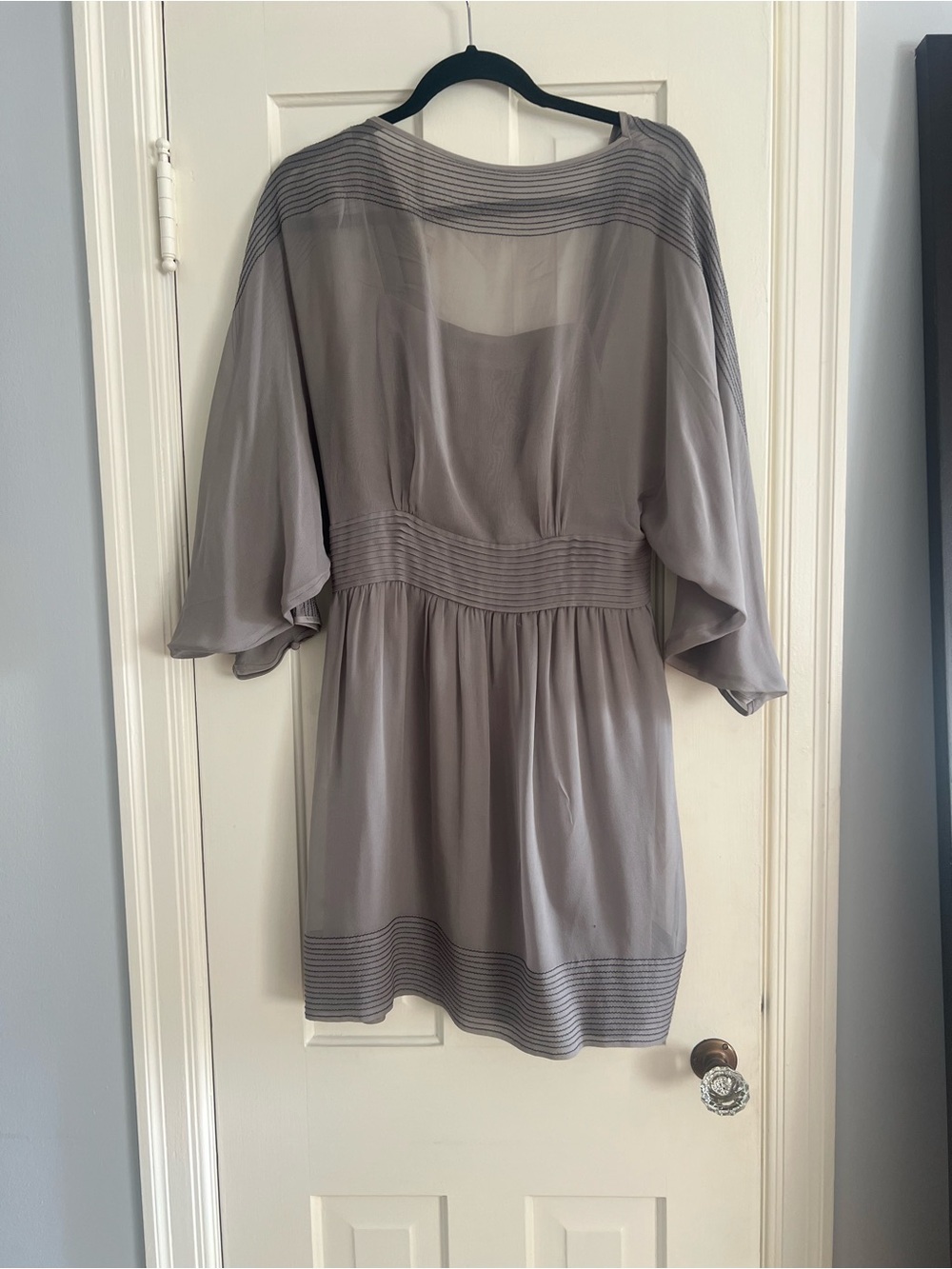 Catherine Malandrino Sheer Light Gray Short Robe
